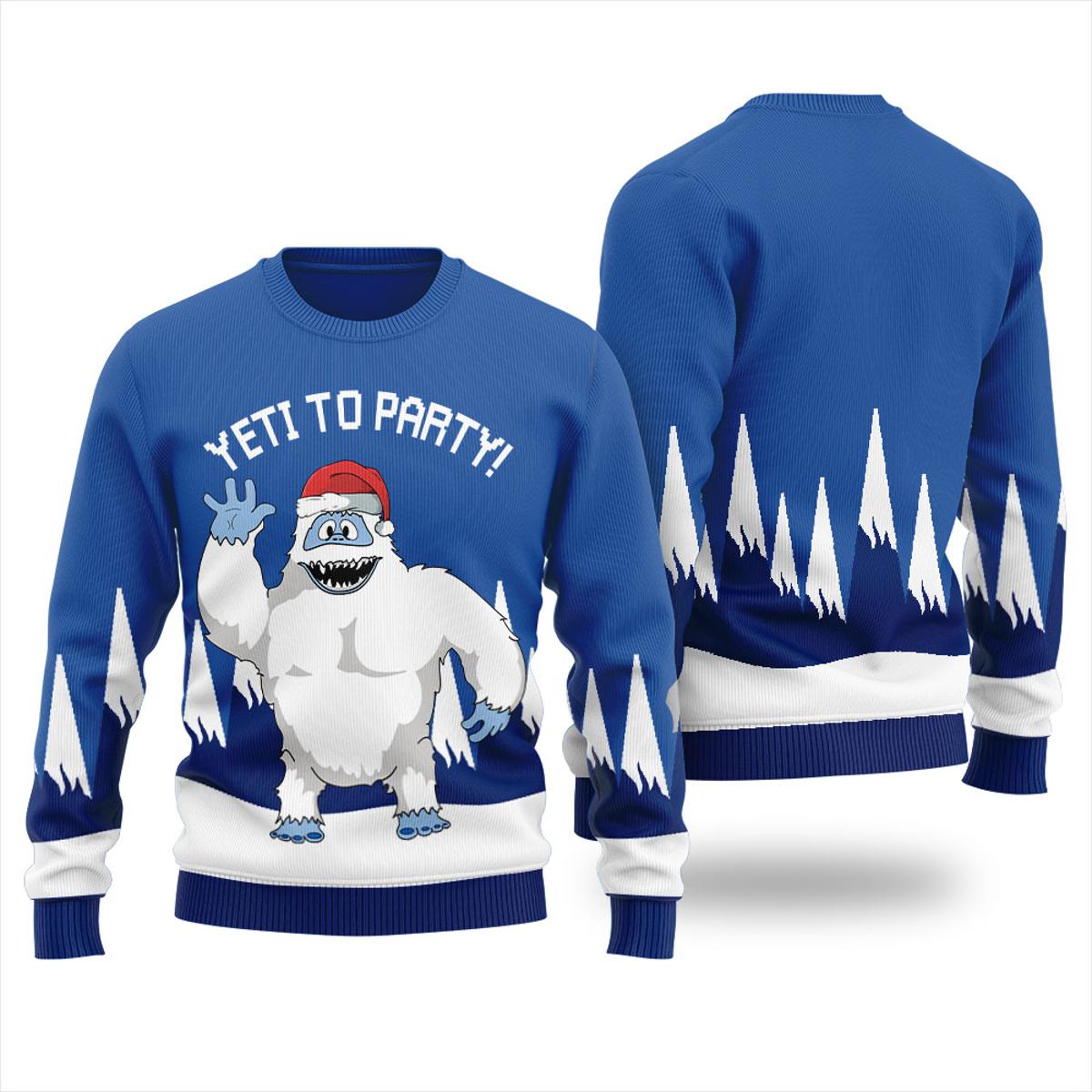 Funny Yeti To Party Ugly Christmas Sweater