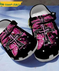 Cross Faith Breast Cancer Butterfly Crocs Sandals