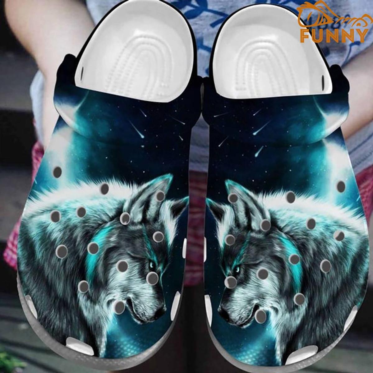 Couple Wolf Crocs Clog Shoes