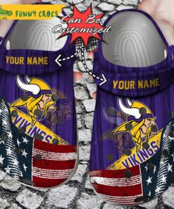 Custom America Flag Minnesota Vikings Crocs Slippers