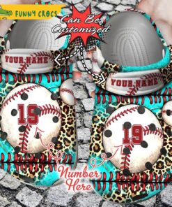 Custom And Number Leopard Baseball Crocs Clog