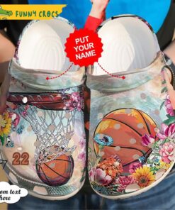 Custom Flower Basketball Crocs Slippers