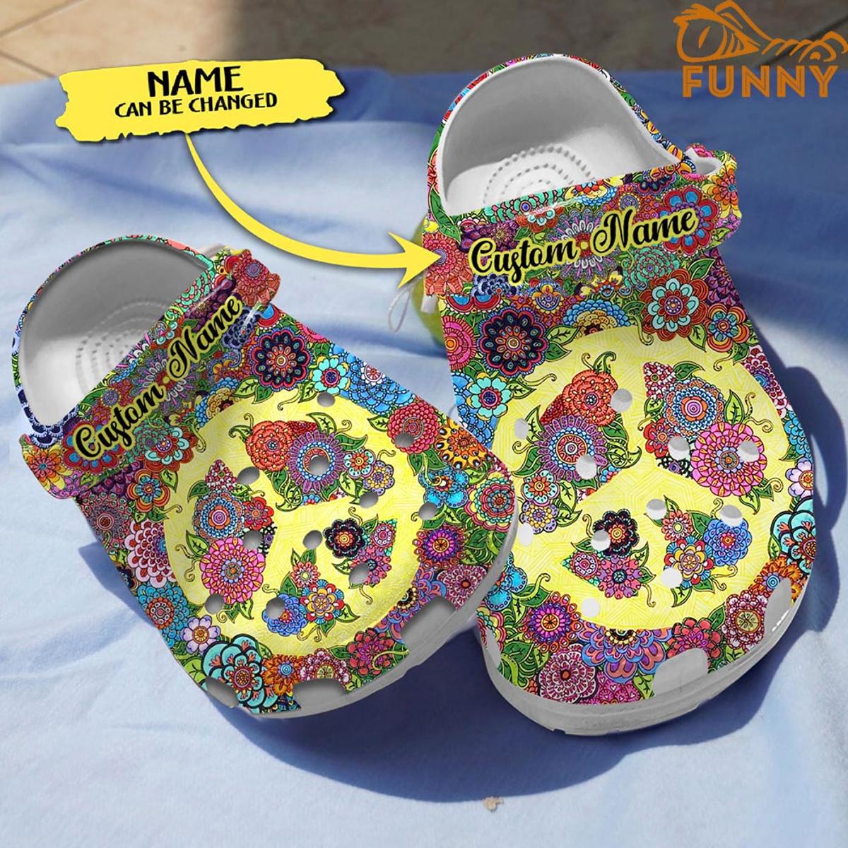 Colorful Hippie Flowers Crocs Slippers