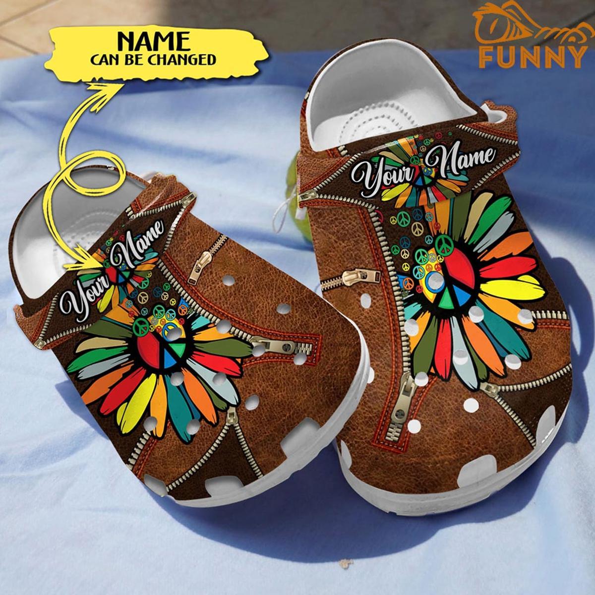 Colorful Hippie Flowers Crocs Slippers