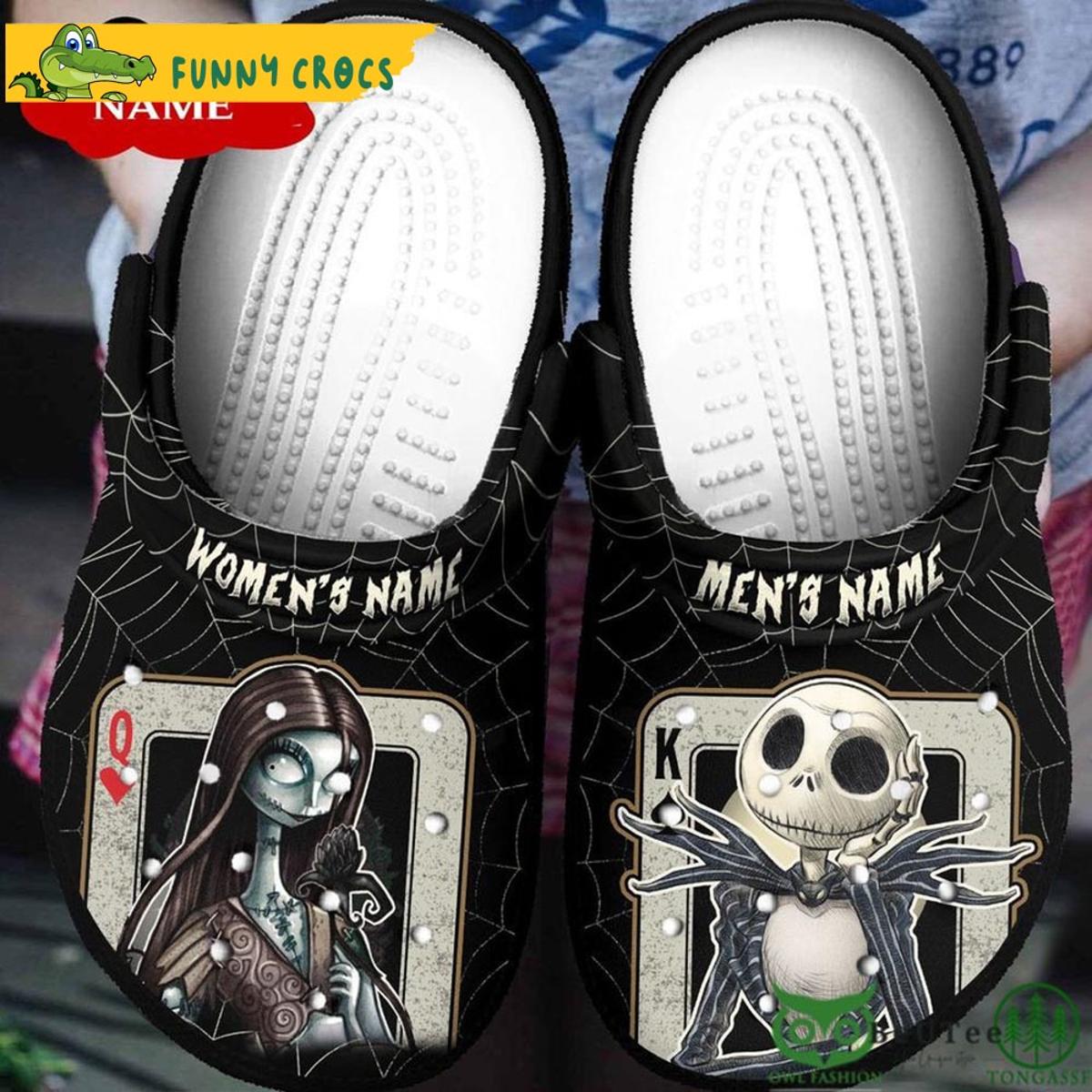 Funny Christmas Jack And Sally Cartoon Crocs Slippers