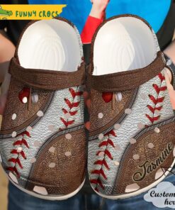 Custom Leather Baseball Crocs Crocband