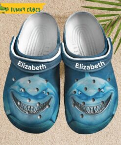 Custom Name Blue Shark Crocs Slippers