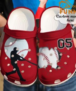 Custom Number Baseball Player Red Crocs Clog