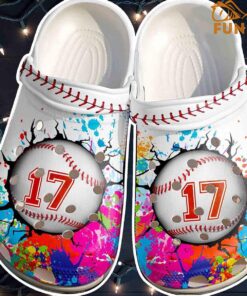 Custom Number Colorful Paint Baseball Crocs Clog