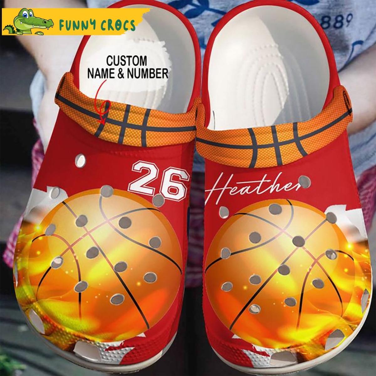 Custom & Number Dimond Basketball Orange Crocs Slippers