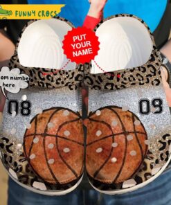 Custom & Number Leopard Dimond Basketball Crocs Slippers