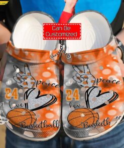 Custom & Number Peace Love Basketball Crocs Sandals