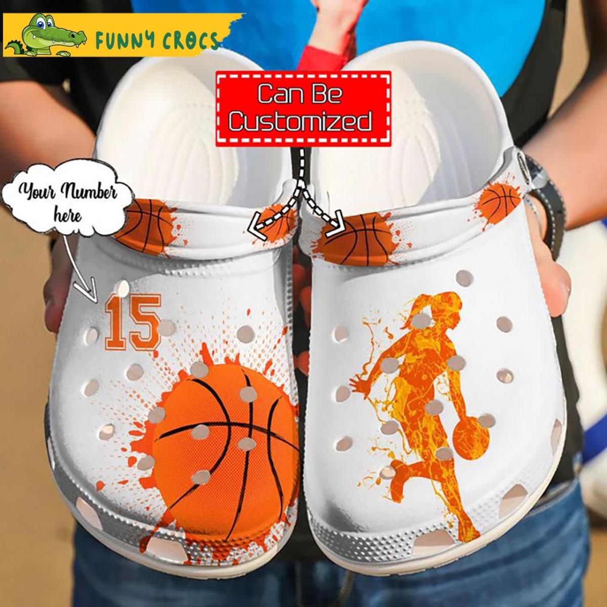 Custom & Number Player Basketball Orange Crocs Clog Slippers