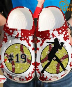 Personalized Softball Crocs, Custom Number Women For Men