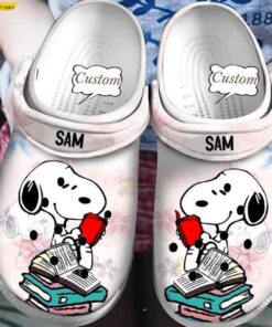 Custom Read A Book Snoopy Crocs Sandals