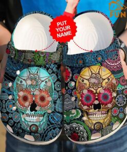 Sugar Skull Custom Name Crocs Sandals