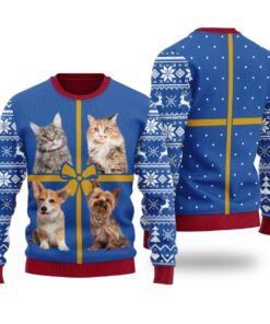 Custom Ugly Christmas Sweater With Multiple Pets