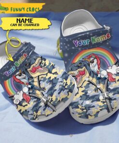 Custom Unicorn Riding Dinosaur Crocs Clog Shoes