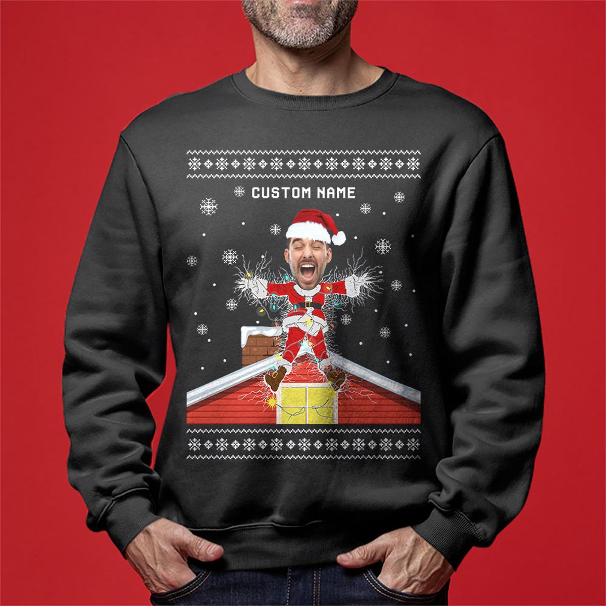 Funny Drunk Santa Reindeer Christmas Sweater Men