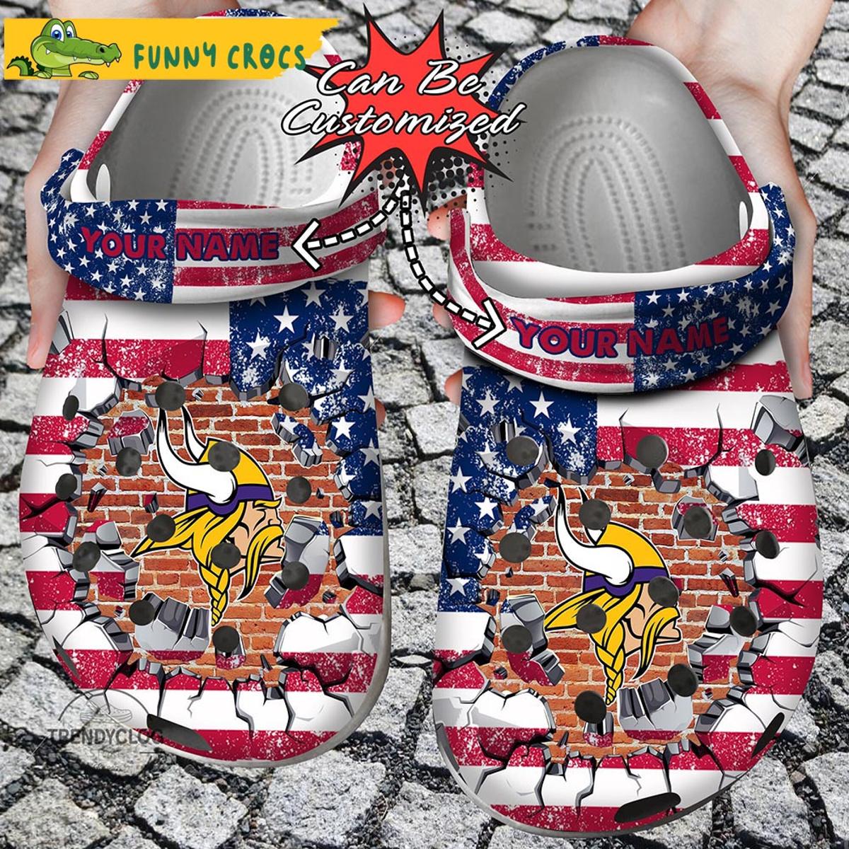 Custom America Flag Minnesota Vikings Crocs Slippers