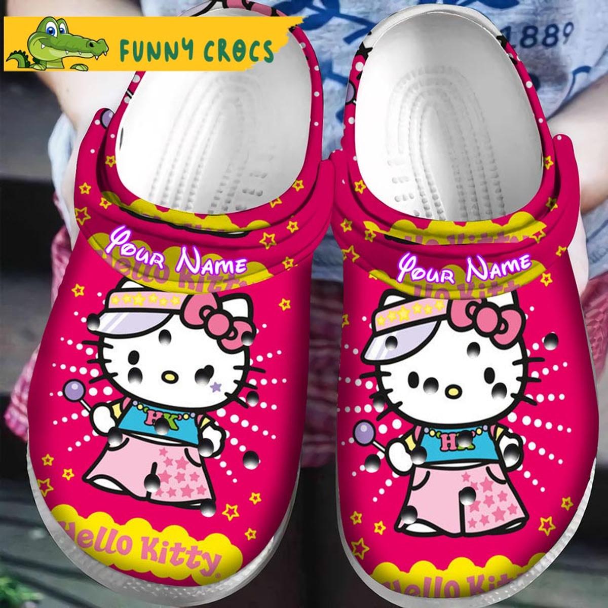 Customized Hello Kitty Pink Purple Crocs Clog Shoes