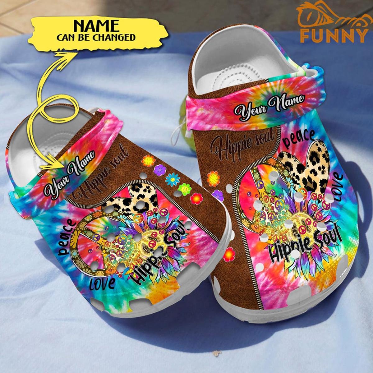 Customized Let It Be Hippie Crocs Slippers