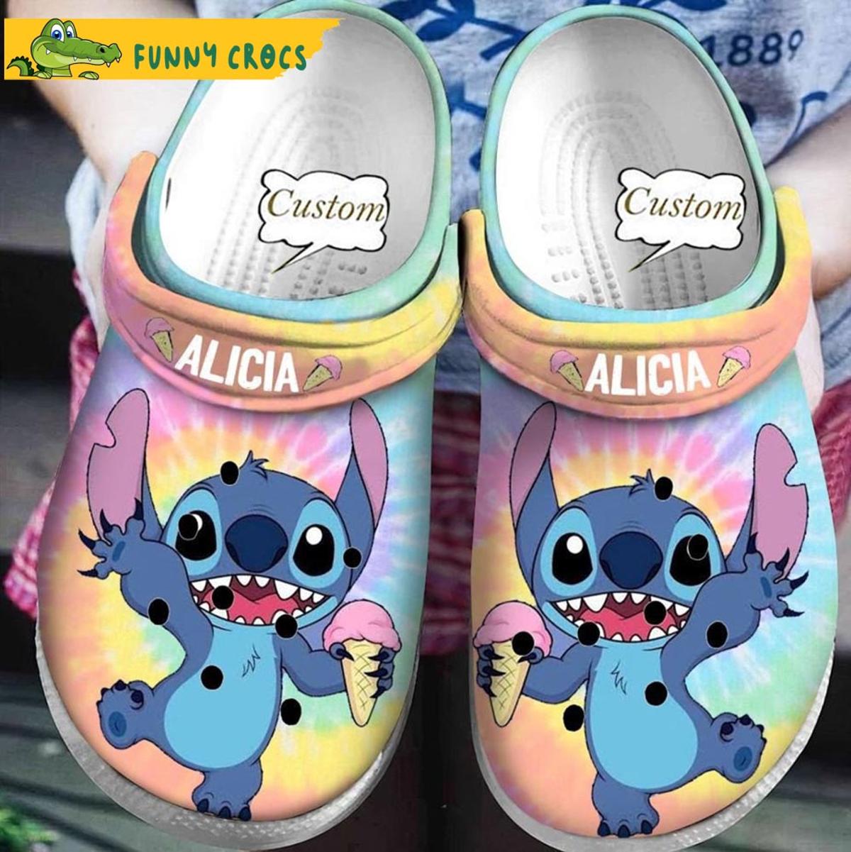 Customized Disney Fleece Stitch Pink Crocs Clog Shoes