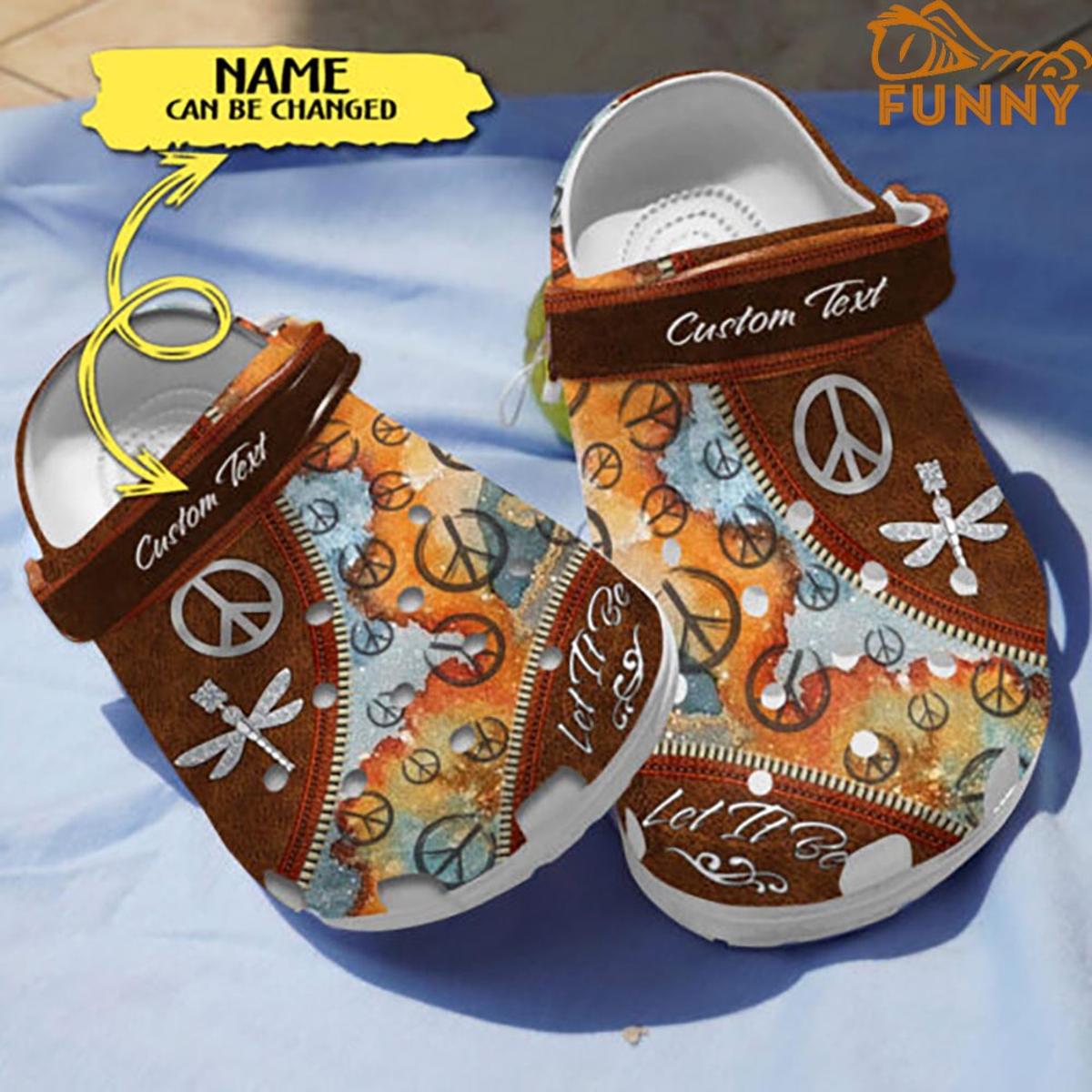 Customized Let It Be Hippie Crocs Slippers