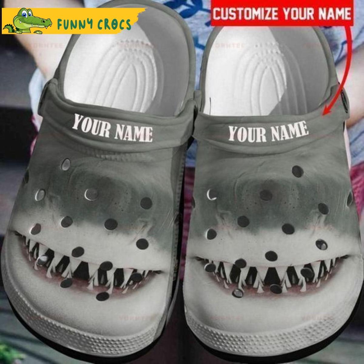 Custom Name Blue Shark Crocs Slippers