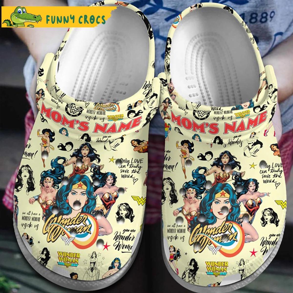 Customized Wonder Woman Yellow Crocs Shoes