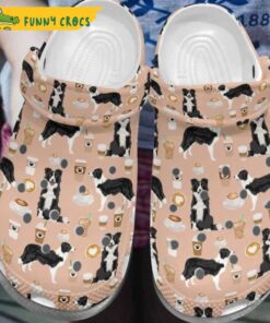 Cute Border Collie Dog With Coffee Pattern Crocs