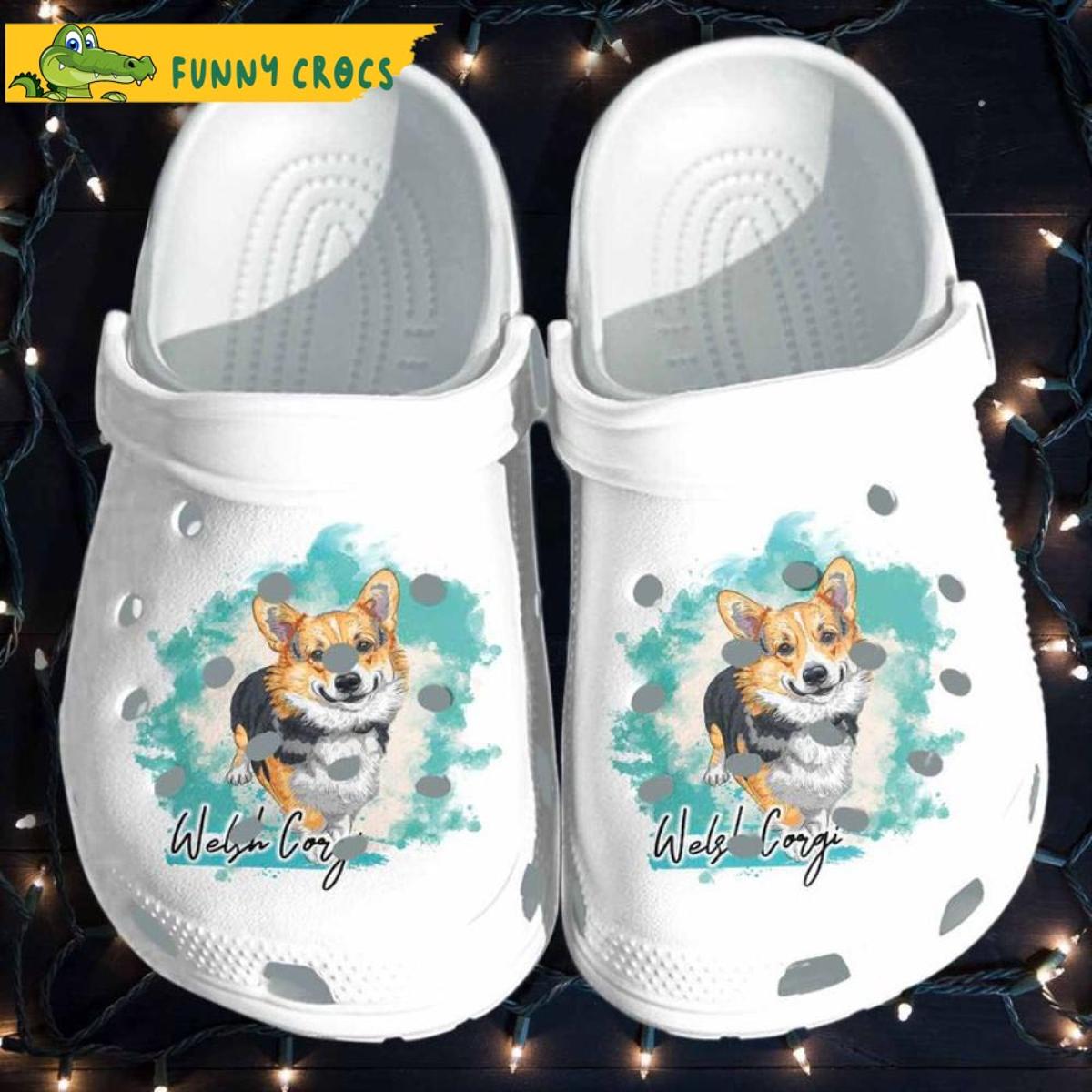 Cute Corgi Leather Dog Crocs Slippers