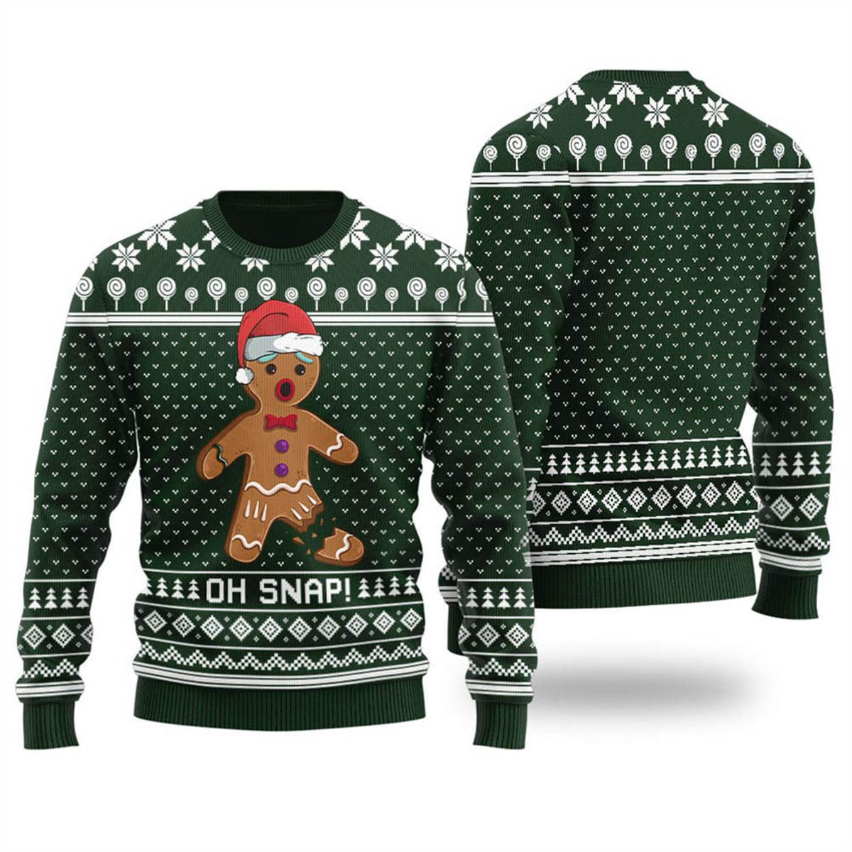 Mens Oh Snap Gingerbread Christmas Sweaters Women