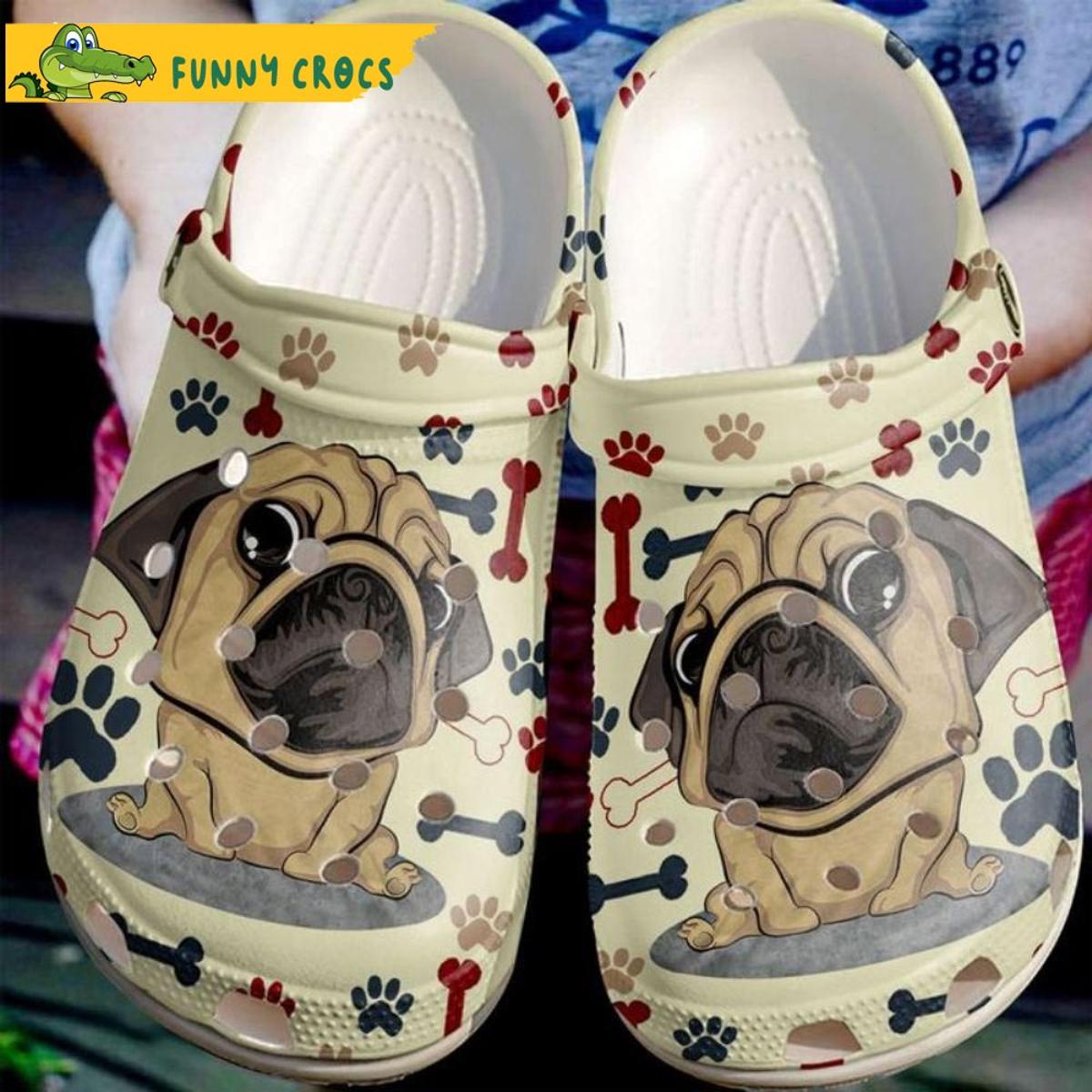 Cute Pug Dog Leather Paw Crocs Sandals