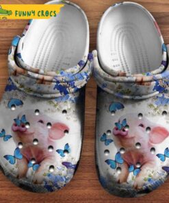 Cute Pig Flower Garden Blue Butterfly Crocs Clog Shoes