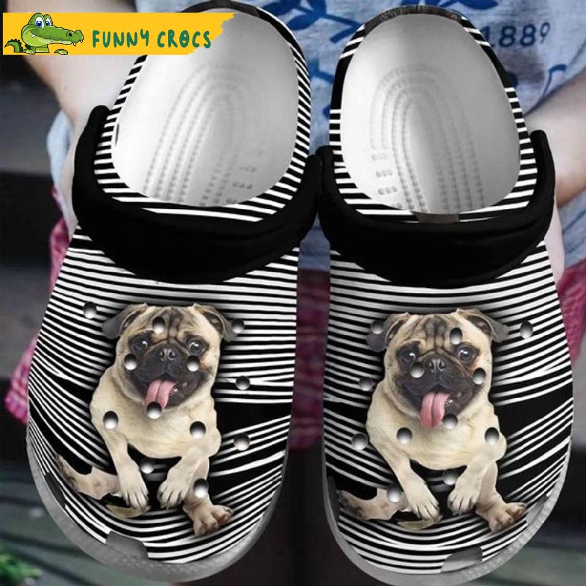 Cute Pug Dog Leather Paw Crocs Sandals