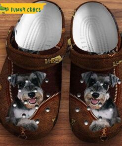 Cute Schnauzer Leather Dog Crocs Clog Shoes