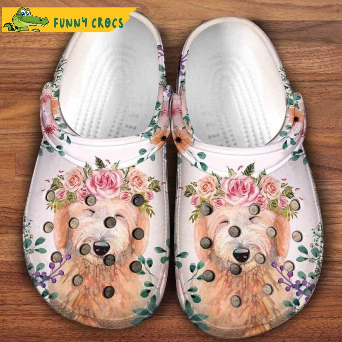 Cute Schnauzer Dog With Pretty Flower Crocs Clog Shoes