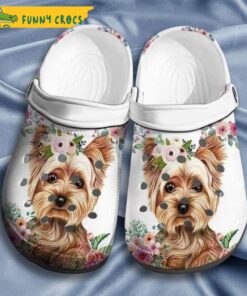 Cute Yorkshire Terrier Flower Dog Crocs Shoes