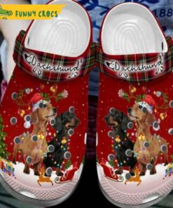 Dachshund Puppies Noel Tree Snow Red Pattern Crocs Clog Shoes