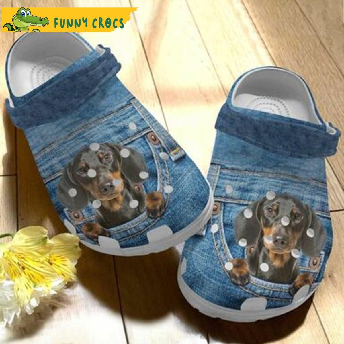 Dachshund With Daisy Flowers Dog Crocs Shoes