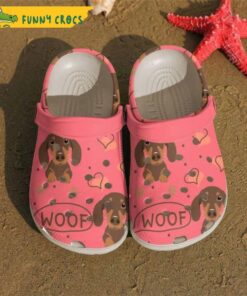 Dachshund Puppy Woof Heart Pink Dog Crocs Sandals