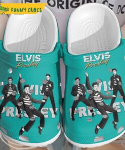 Dance King Of Rock And Roll Elvis Presley Light Blue Crocs Slippers