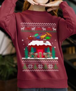 Dinosaur Sleigh Christmas Ugly Sweater