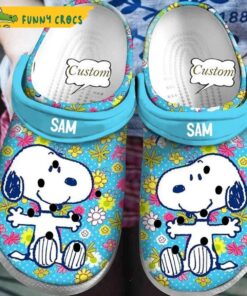 Disney Custom Art Snoopy Flowers Crocs Slippers