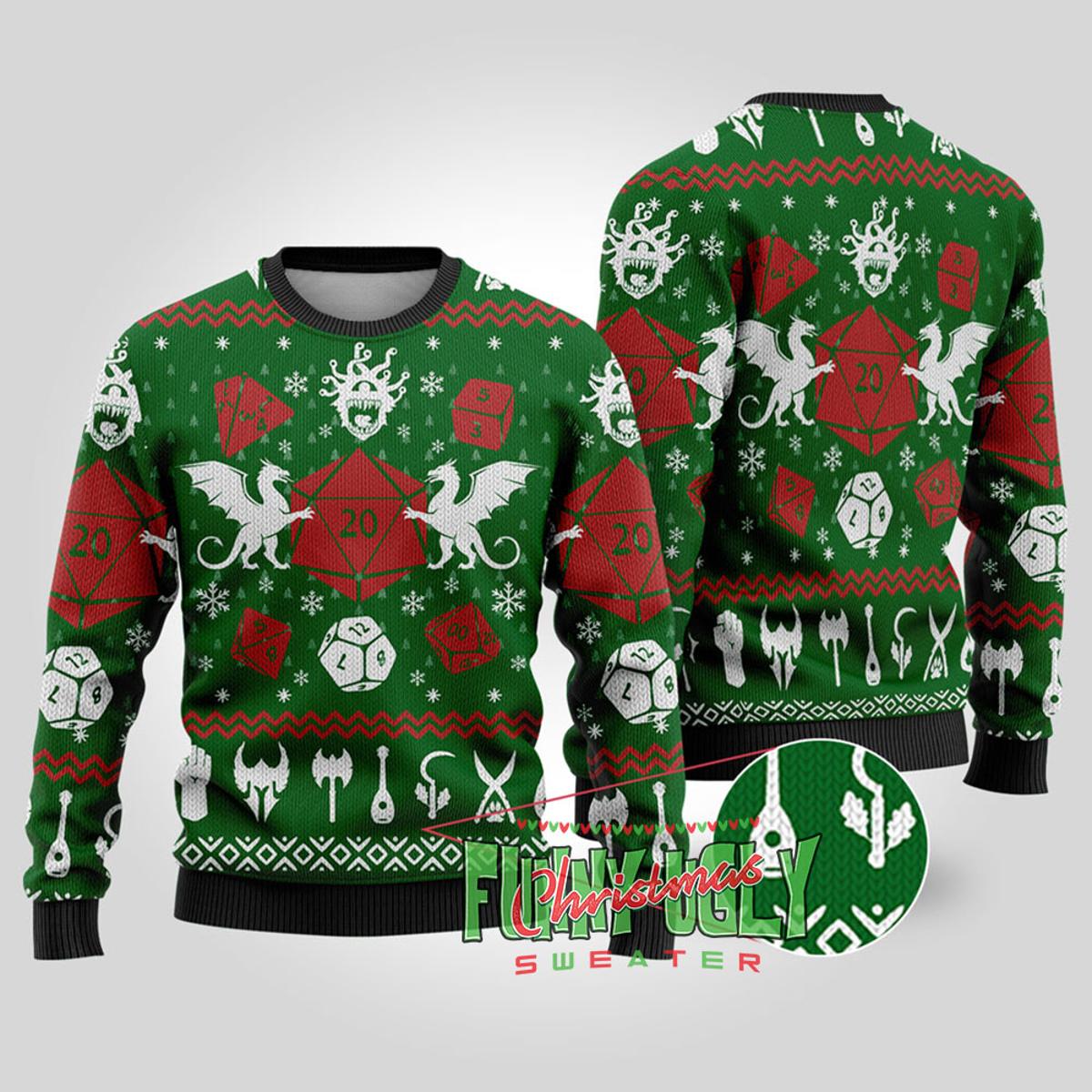 Dnd Rudolf Dice Christmas Sweater