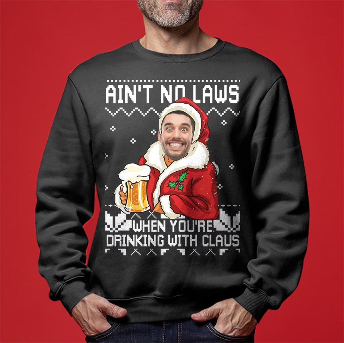 Drinking With Claus Personalized Santa Ugly Sweater
