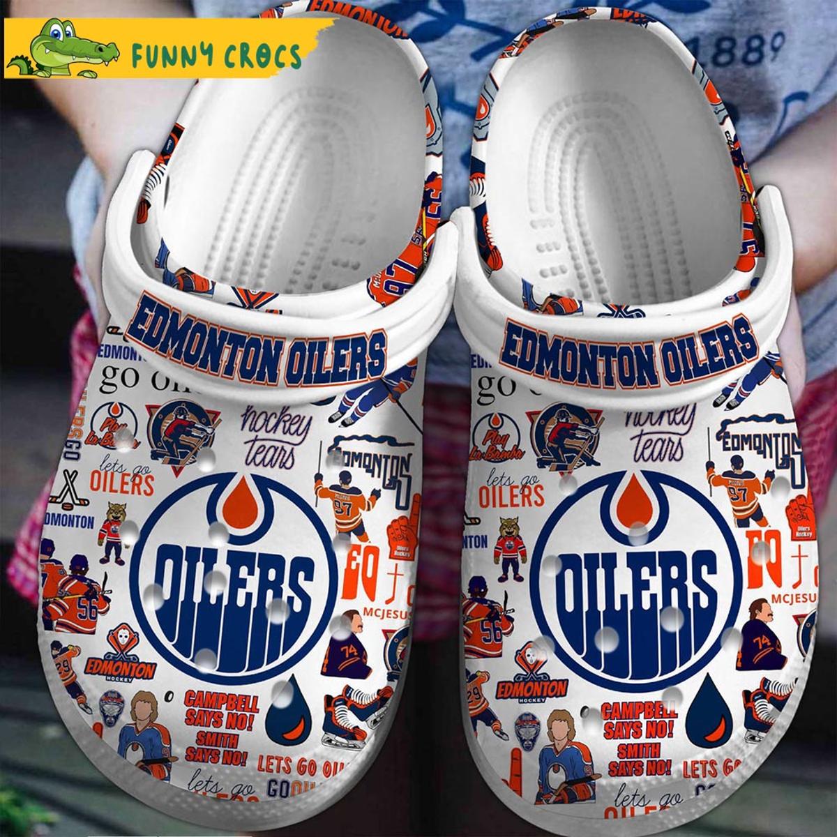 Edmonton Oilers Nhl White Crocs Clog Slippers