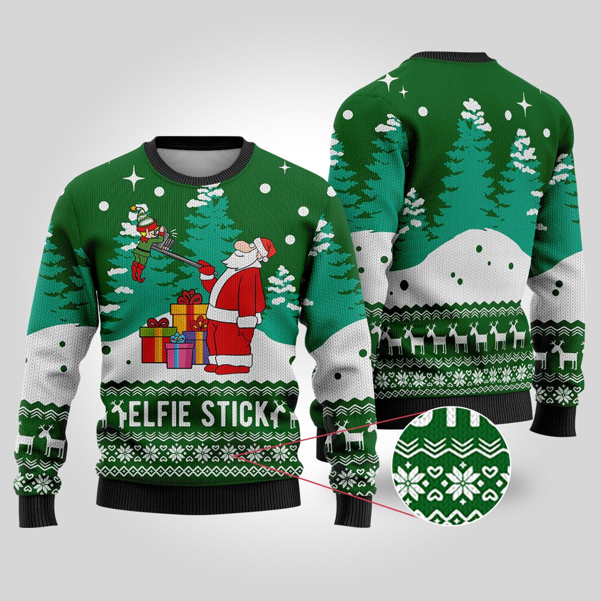 Elf Santa Selfie Christmas Sweater Men