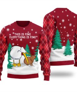 Everything Is Fine Capybara Ugly Funny Christmas Sweaters